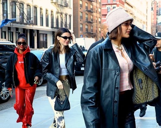 Models are photographed out in NYC during winter wearing trendy outfits 