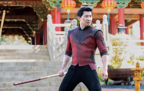 Simu Liu, star of Shang-Chi and the Legend of the Ten Rings, as the titular role in battle stance