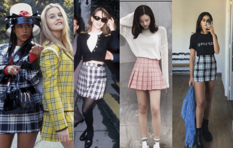 90s plaid shop skirt look