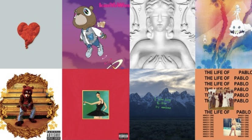 Collection of the various album art of Kanye Wests discography