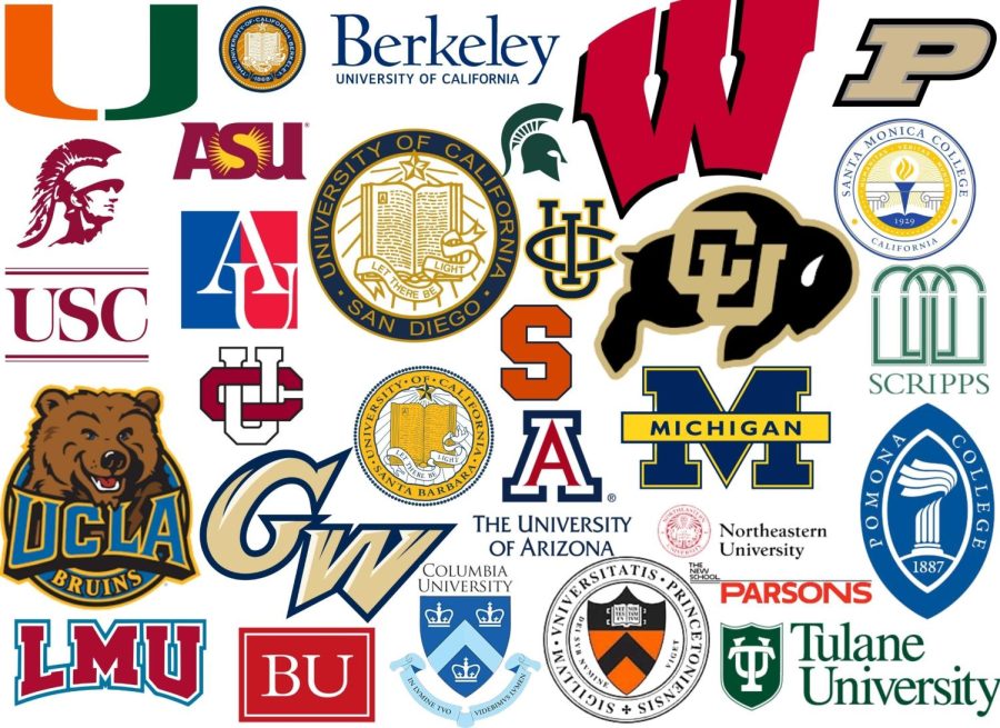 Logos of universities that will be attended by Milken students