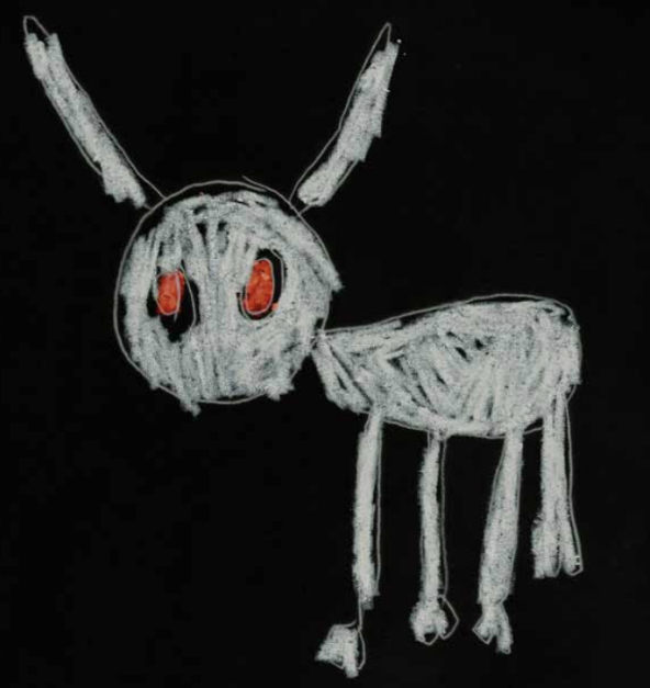 This is the album cover for Drake’s “For All The Dogs,” designed by Drake’s 5 year old son, Adonis. 
