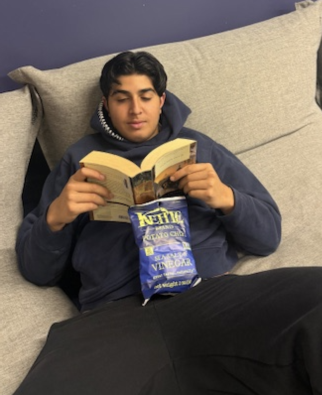 Isaac Fakheri '28 enjoys the library for perhaps his last time.